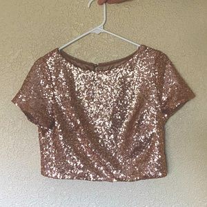 Bandie Sequin Top, M, Rose gold